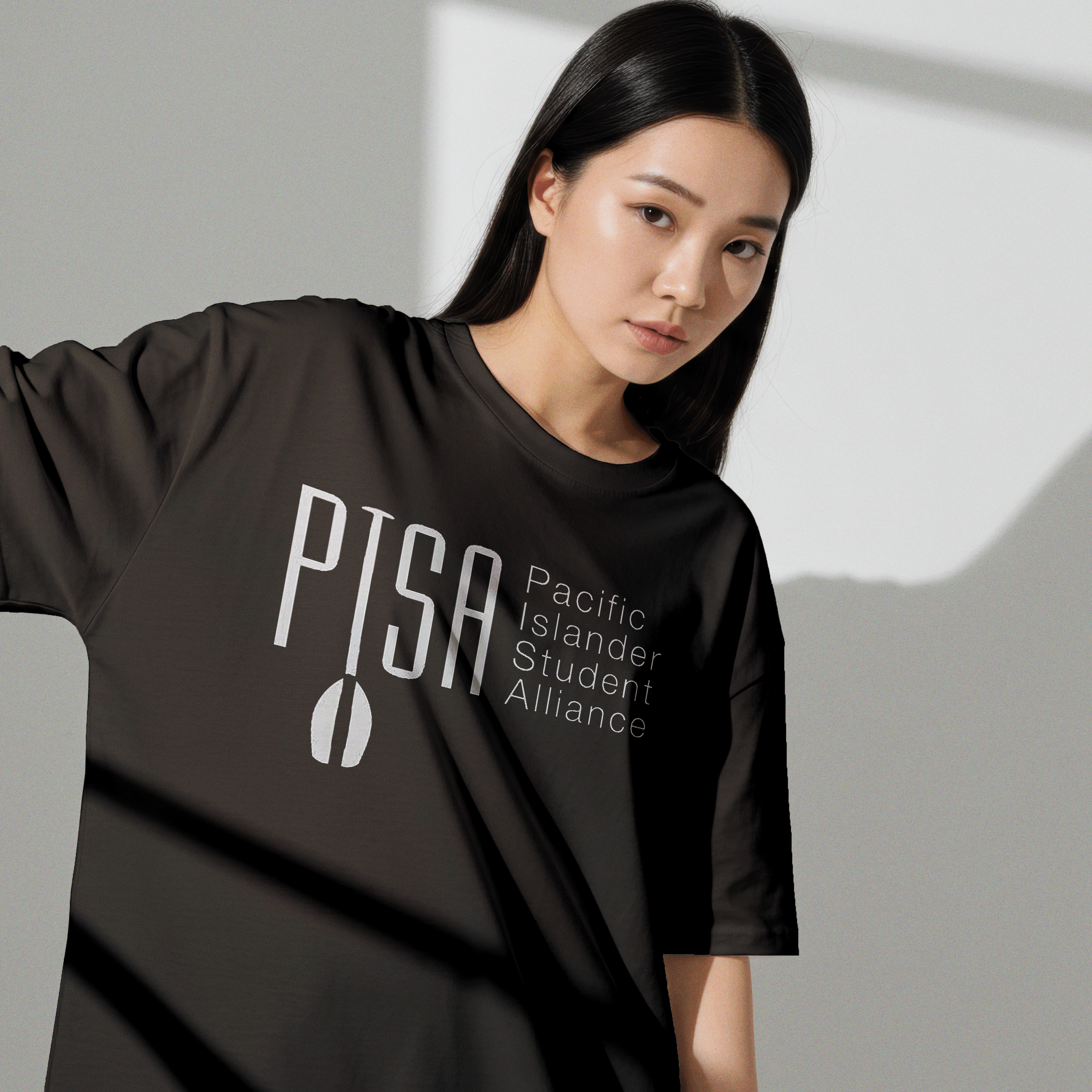 Custom campus shirt modeled outdoors